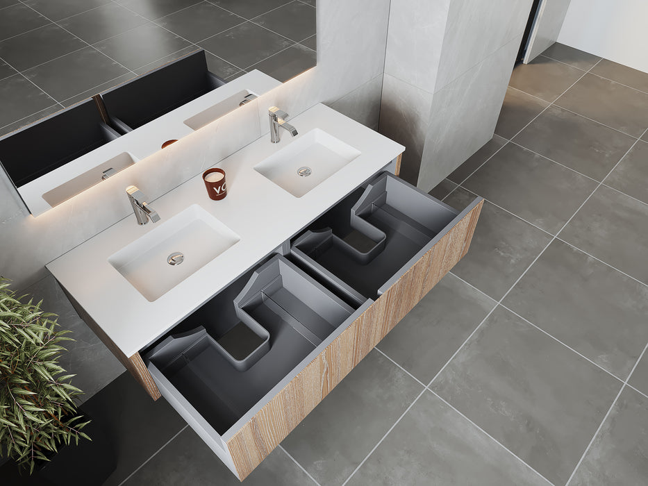 Laviva | Legno 60" Weathered Grey Double Sink Bathroom Vanity with Matte White VIVA Stone Solid Surface Countertop Laviva - Vanities Laviva   