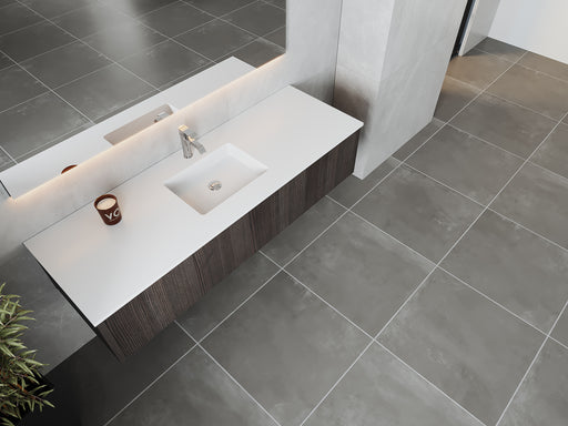 Laviva | Legno 66" Carbon Oak Bathroom Vanity with Matte White VIVA Stone Solid Surface Countertop Laviva - Vanities Laviva   