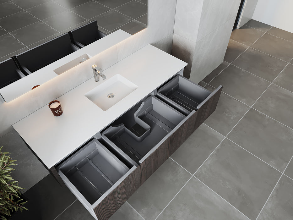 Laviva | Legno 66" Carbon Oak Bathroom Vanity with Matte White VIVA Stone Solid Surface Countertop Laviva - Vanities Laviva   