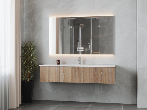 Laviva | Legno 66" Weathered Grey Bathroom Vanity with Matte White VIVA Stone Solid Surface Countertop Laviva - Vanities Laviva   