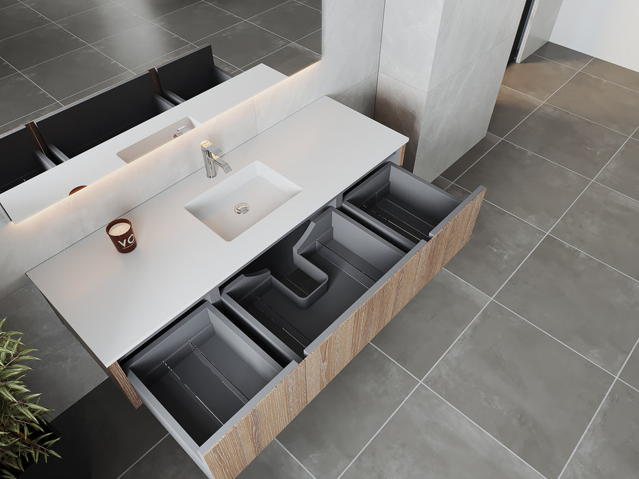 Laviva | Legno 66" Weathered Grey Bathroom Vanity with Matte White VIVA Stone Solid Surface Countertop Laviva - Vanities Laviva   