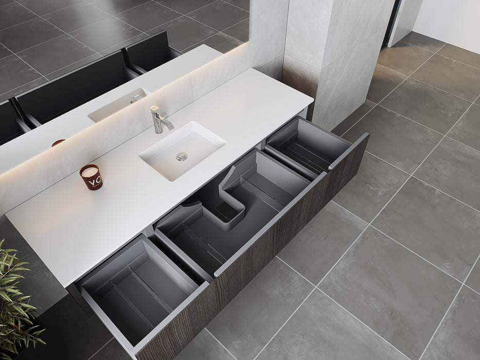 Laviva | Legno 72" Carbon Oak Single Sink Bathroom Vanity with Matte White VIVA Stone Solid Surface Countertop Laviva - Vanities Laviva   