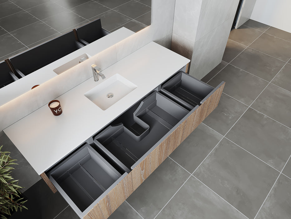 Laviva | Legno 72" Weathered Grey Single Sink Bathroom Vanity with Matte White VIVA Stone Solid Surface Countertop Laviva - Vanities Laviva   