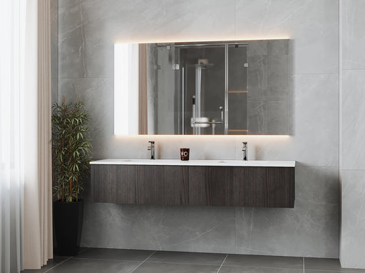 Laviva | Legno 72" Carbon Oak Double Sink Bathroom Vanity with Matte White VIVA Stone Solid Surface Countertop Laviva - Vanities Laviva   