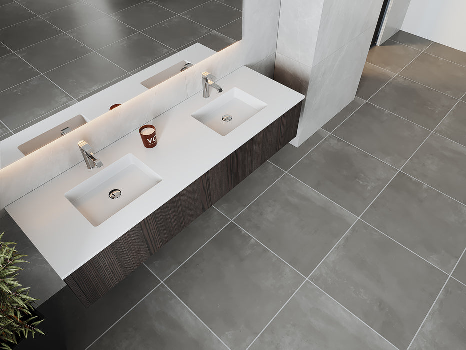 Laviva | Legno 72" Carbon Oak Double Sink Bathroom Vanity with Matte White VIVA Stone Solid Surface Countertop Laviva - Vanities Laviva   