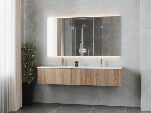 Laviva | Legno 72" Weathered Grey Double Sink Bathroom Vanity with Matte White VIVA Stone Solid Surface Countertop Laviva - Vanities Laviva   