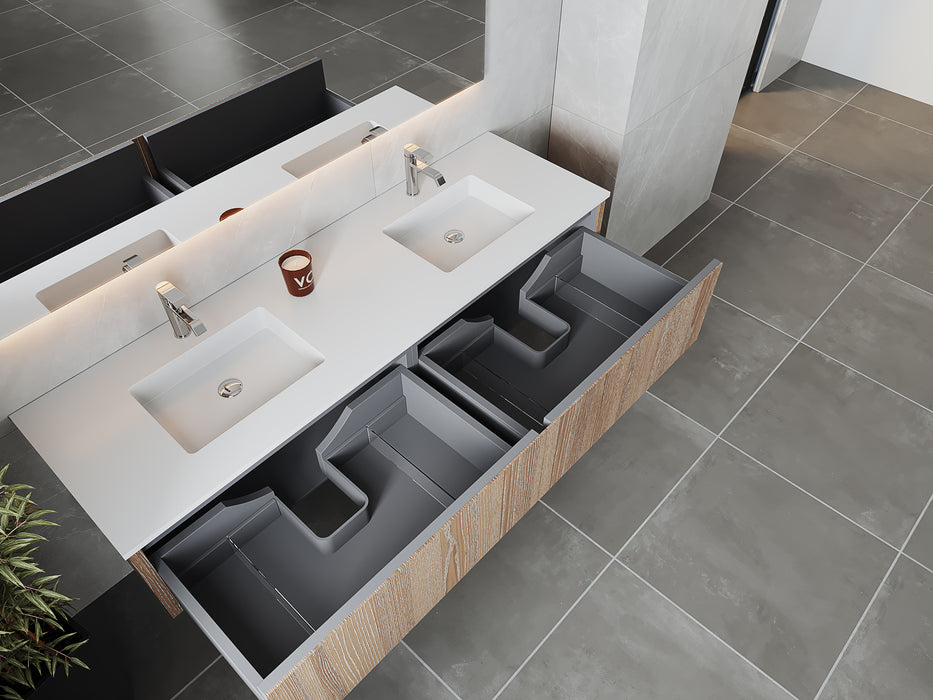 Laviva | Legno 72" Weathered Grey Double Sink Bathroom Vanity with Matte White VIVA Stone Solid Surface Countertop Laviva - Vanities Laviva   