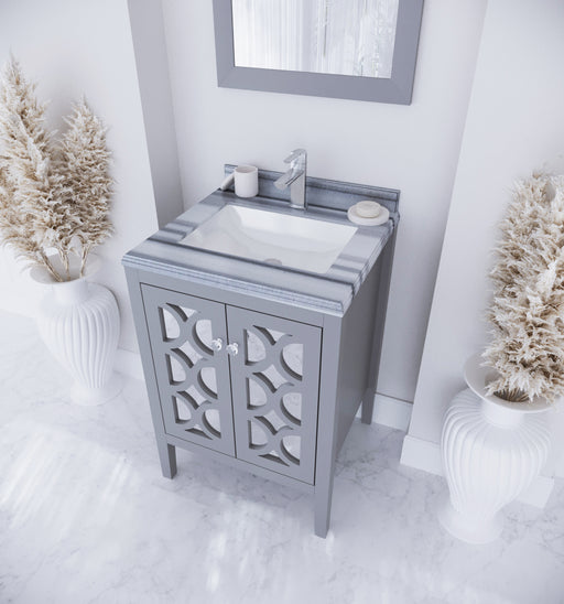 Laviva | Mediterraneo 24" Grey Bathroom Vanity with White Stripes Marble Countertop Laviva - Vanities Laviva   