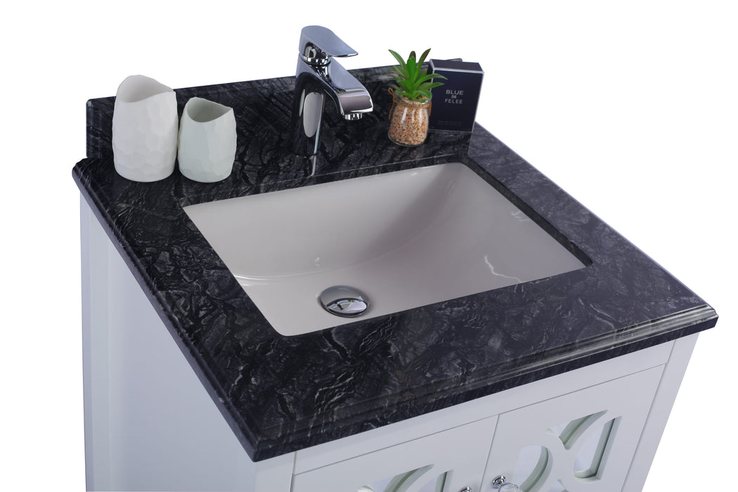 Laviva | Mediterraneo 24" White Bathroom Vanity with Black Wood Marble Countertop Laviva - Vanities Laviva   