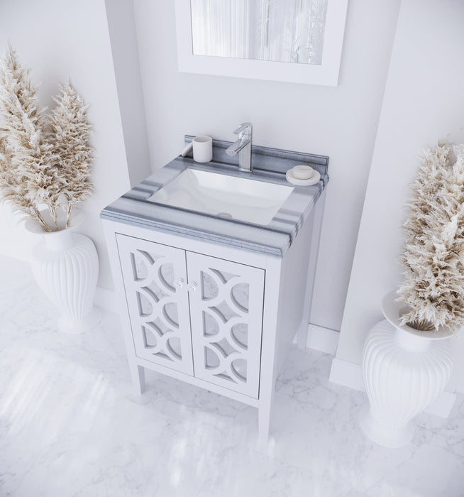 Laviva | Mediterraneo 24" White Bathroom Vanity with White Stripes Marble Countertop Laviva - Vanities Laviva   