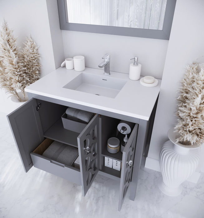 Laviva | Mediterraneo 36" Grey Bathroom Vanity with Matte White VIVA Stone Solid Surface Countertop Laviva - Vanities Laviva   