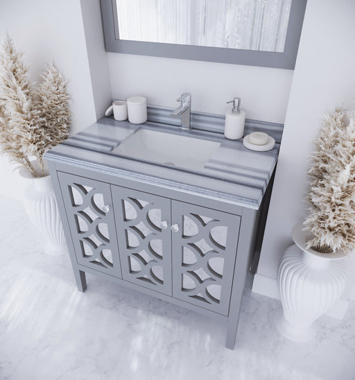 Laviva | Mediterraneo 36" Grey Bathroom Vanity with White Stripes Marble Countertop Laviva - Vanities Laviva   