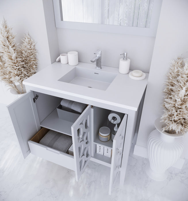 Laviva | Mediterraneo 36" White Bathroom Vanity with Matte White VIVA Stone Solid Surface Countertop Laviva - Vanities Laviva   