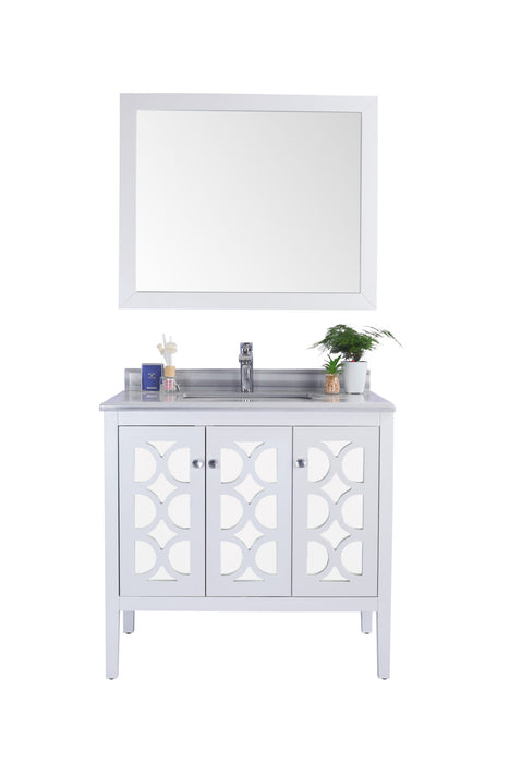 Laviva | Mediterraneo 36" White Bathroom Vanity with White Stripes Marble Countertop Laviva - Vanities Laviva   