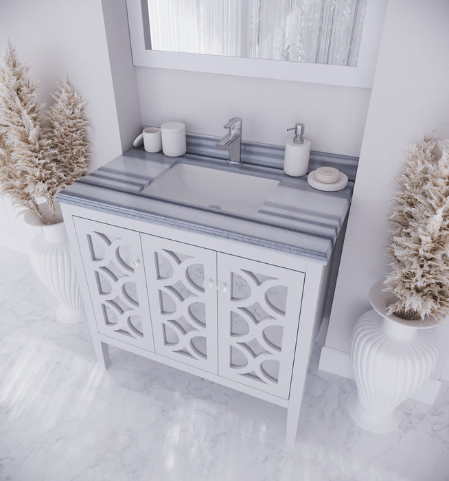 Laviva | Mediterraneo 36" White Bathroom Vanity with White Stripes Marble Countertop Laviva - Vanities Laviva   