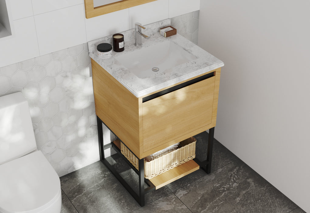 Laviva | Alto 24" California White Oak Bathroom Vanity with White Carrara Marble Countertop Laviva - Vanities Laviva   