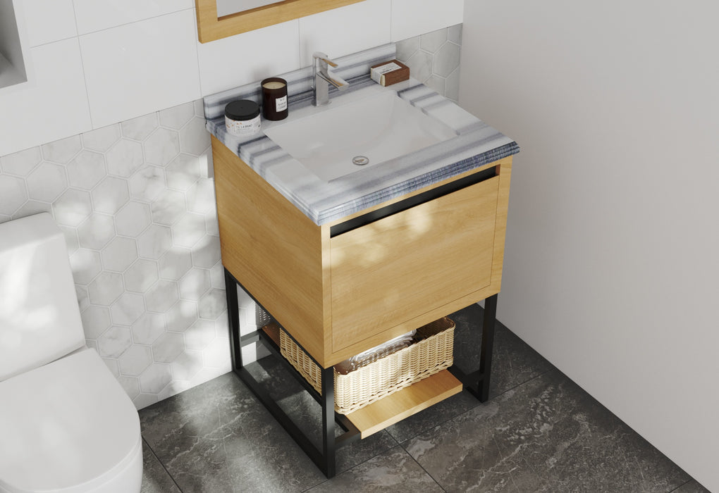 Laviva | Alto 24" California White Oak Bathroom Vanity with White Stripes Marble Countertop Laviva - Vanities Laviva   