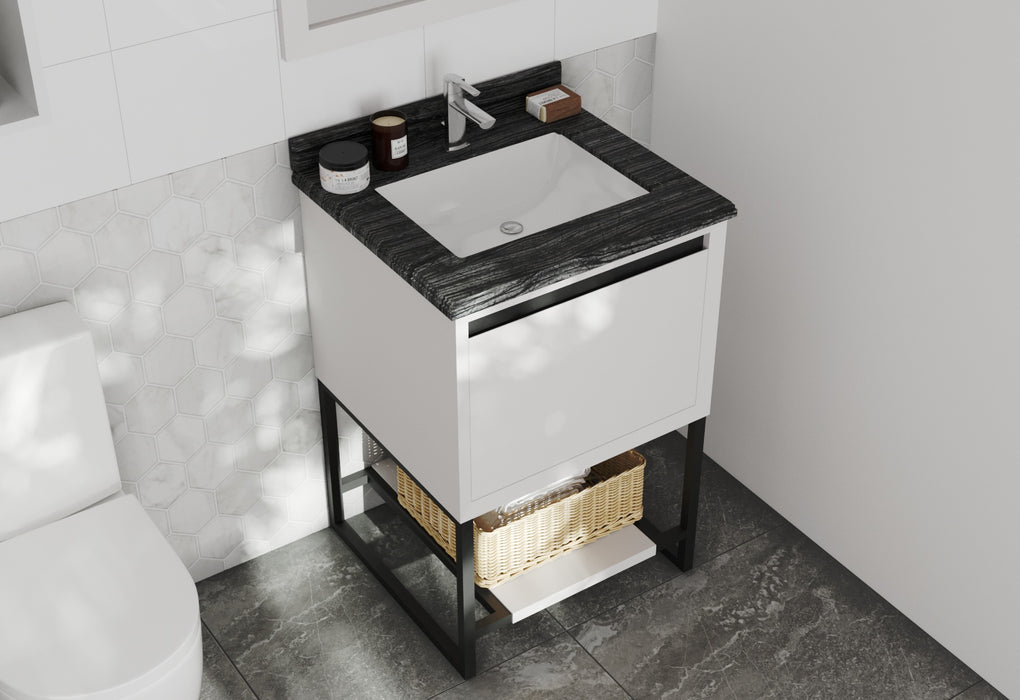 Laviva | Alto 24" White Bathroom Vanity with Black Wood Marble Countertop Laviva - Vanities Laviva   