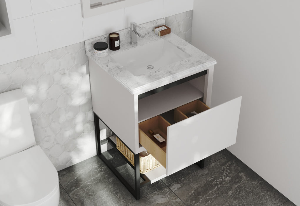 Laviva | Alto 24" White Bathroom Vanity with White Carrara Marble Countertop Laviva - Vanities Laviva   