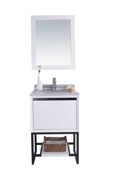 Laviva | Alto 24" White Bathroom Vanity with White Stripes Marble Countertop Laviva - Vanities Laviva   