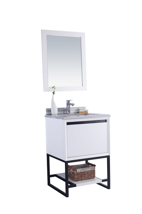 Laviva | Alto 24" White Bathroom Vanity with White Stripes Marble Countertop Laviva - Vanities Laviva   