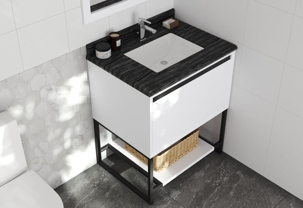 Laviva | Alto 30" White Bathroom Vanity with Black Wood Marble Countertop Laviva - Vanities Laviva   