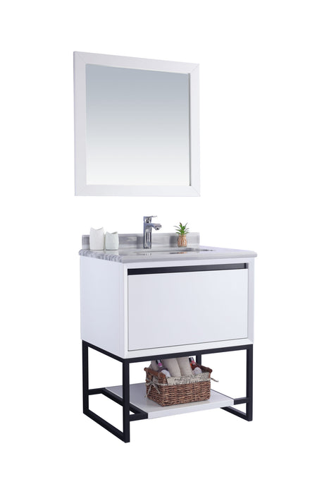 Laviva | Alto 30" White Bathroom Vanity with White Stripes Marble Countertop Laviva - Vanities Laviva   