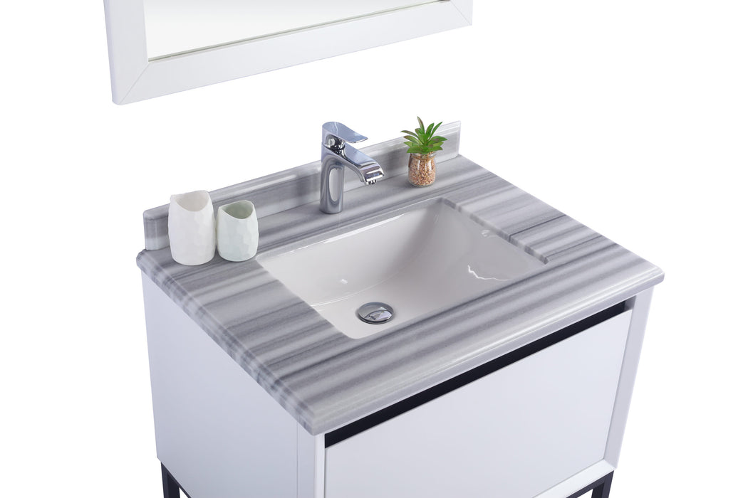 Laviva | Alto 30" White Bathroom Vanity with White Stripes Marble Countertop Laviva - Vanities Laviva   