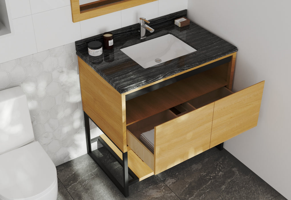 Laviva | Alto 36" California White Oak Bathroom Vanity with Black Wood Marble Countertop Laviva - Vanities Laviva   