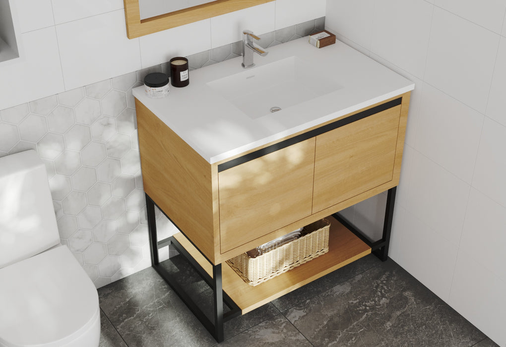 Laviva | Alto 36" California White Oak Bathroom Vanity with Matte White VIVA Stone Solid Surface Countertop Laviva - Vanities Laviva   