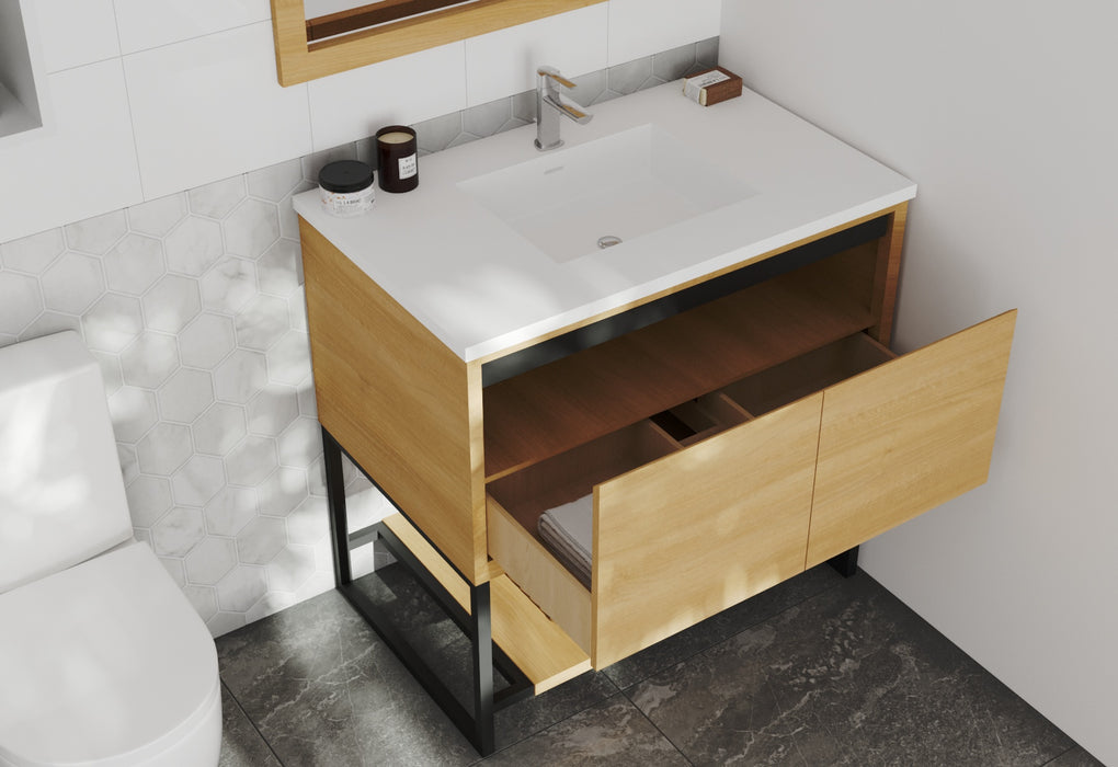 Laviva | Alto 36" California White Oak Bathroom Vanity with Matte White VIVA Stone Solid Surface Countertop Laviva - Vanities Laviva   