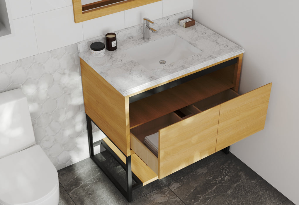 Laviva | Alto 36" California White Oak Bathroom Vanity with White Carrara Marble Countertop Laviva - Vanities Laviva   