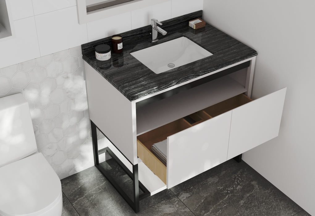 Laviva | Alto 36" White Bathroom Vanity with Black Wood Marble Countertop Laviva - Vanities Laviva   