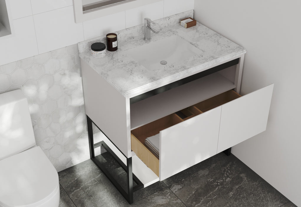 Laviva | Alto 36" White Bathroom Vanity with White Carrara Marble Countertop Laviva - Vanities Laviva   