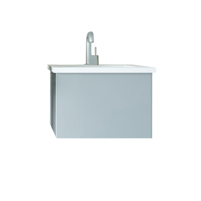 Laviva | Vitri 24" Fossil Grey Bathroom Vanity with VIVA Stone Matte White Solid Surface Countertop Laviva - Vanities Laviva   