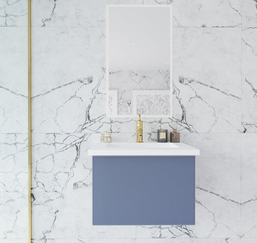 Laviva | Vitri 24" Nautical Blue Bathroom Vanity with VIVA Stone Matte White Solid Surface Countertop Laviva - Vanities Laviva   