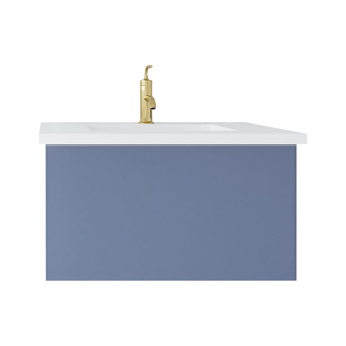 Laviva | Vitri 30" Nautical Blue Bathroom Vanity with VIVA Stone Matte White Solid Surface Countertop Laviva - Vanities Laviva   