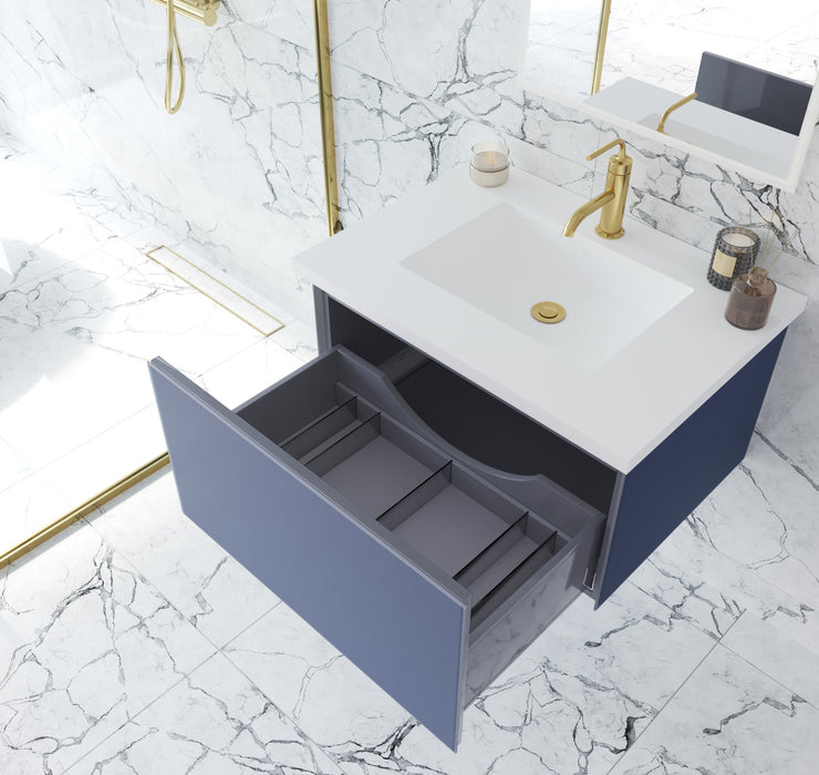 Laviva | Vitri 30" Nautical Blue Bathroom Vanity with VIVA Stone Matte White Solid Surface Countertop Laviva - Vanities Laviva   