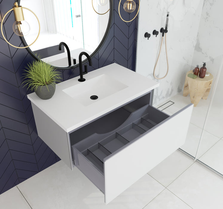 Laviva | Vitri 36" Cloud White Bathroom Vanity with VIVA Stone Matte White Solid Surface Countertop Laviva - Vanities Laviva   