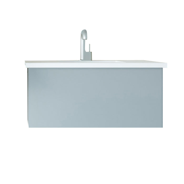 Laviva | Vitri 36" Fossil Grey Bathroom Vanity with VIVA Stone Matte White Solid Surface Countertop Laviva - Vanities Laviva   