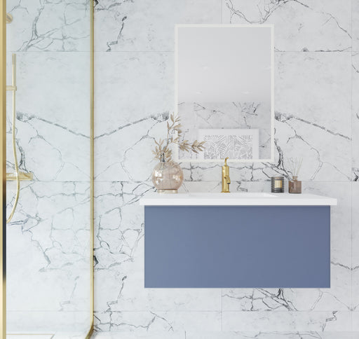 Laviva | Vitri 36" Nautical Blue Bathroom Vanity with VIVA Stone Matte White Solid Surface Countertop Laviva - Vanities Laviva   