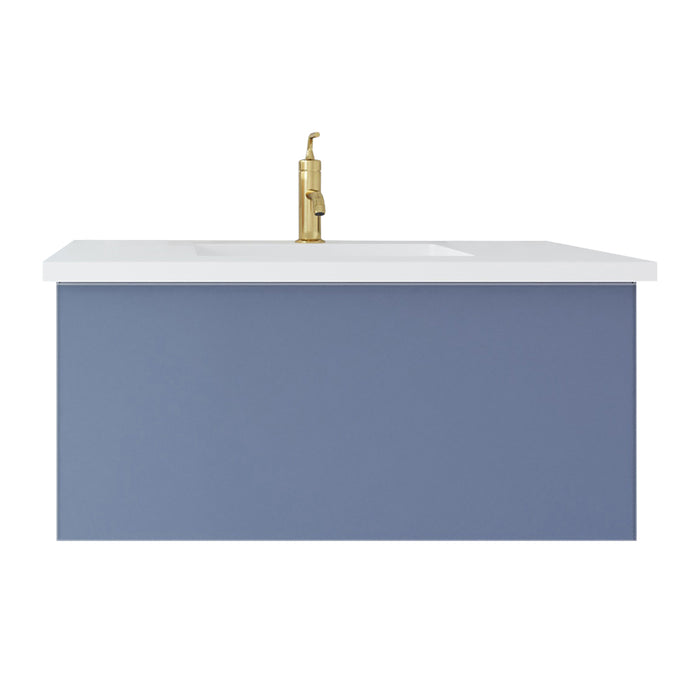 Laviva | Vitri 36" Nautical Blue Bathroom Vanity with VIVA Stone Matte White Solid Surface Countertop Laviva - Vanities Laviva   