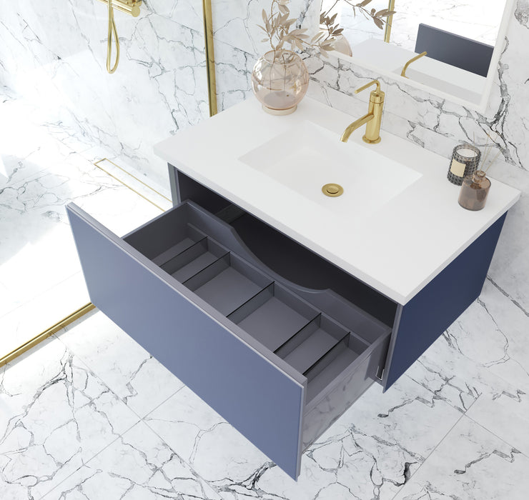 Laviva | Vitri 36" Nautical Blue Bathroom Vanity with VIVA Stone Matte White Solid Surface Countertop Laviva - Vanities Laviva   