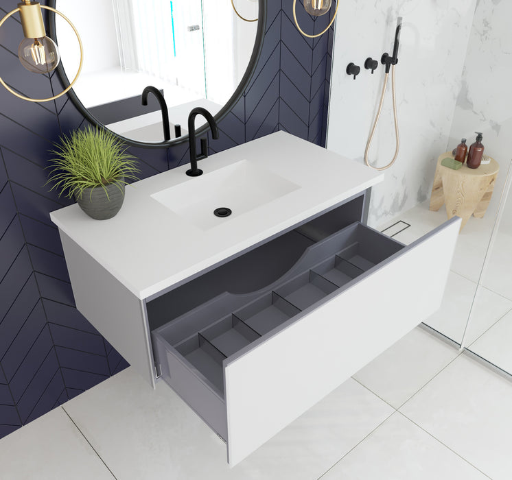 Laviva | Vitri 42" Cloud White Bathroom Vanity with VIVA Stone Matte White Solid Surface Countertop Laviva - Vanities Laviva   