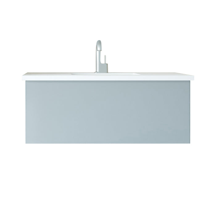 Laviva | Vitri 42" Fossil Grey Bathroom Vanity with VIVA Stone Matte White Solid Surface Countertop Laviva - Vanities Laviva   