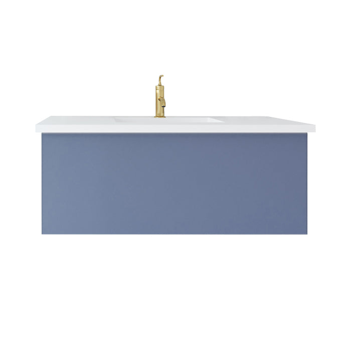 Laviva | Vitri 42" Nautical Blue Bathroom Vanity with VIVA Stone Matte White Solid Surface Countertop Laviva - Vanities Laviva   