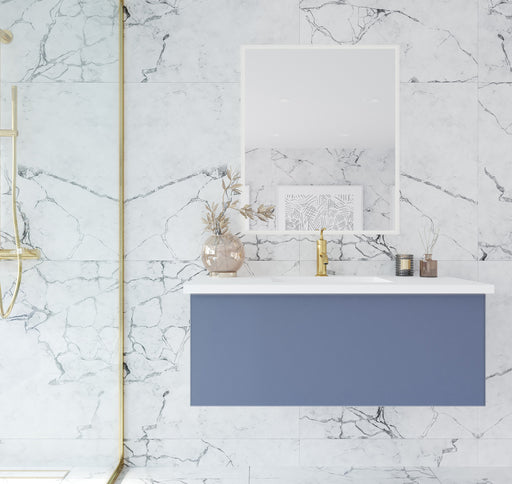 Laviva | Vitri 42" Nautical Blue Bathroom Vanity with VIVA Stone Matte White Solid Surface Countertop Laviva - Vanities Laviva   