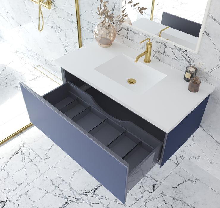 Laviva | Vitri 42" Nautical Blue Bathroom Vanity with VIVA Stone Matte White Solid Surface Countertop Laviva - Vanities Laviva   