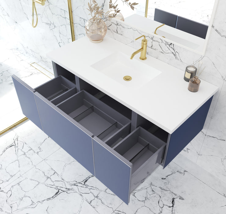 Laviva | Vitri 48" Nautical Blue Bathroom Vanity with VIVA Stone Matte White Solid Surface Countertop Laviva - Vanities Laviva   