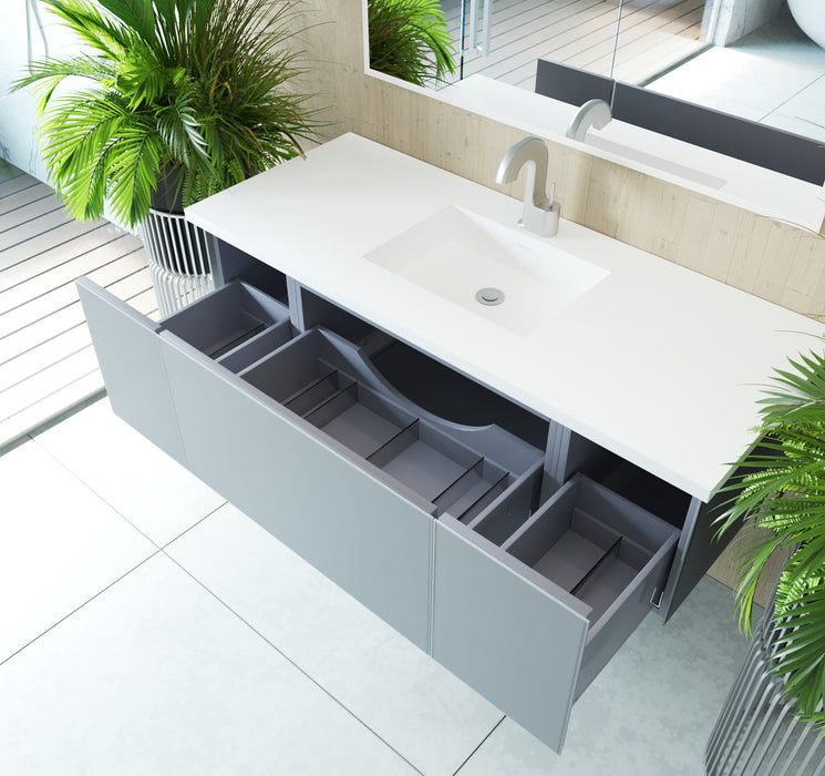 Laviva | Vitri 54" Fossil Grey Bathroom Vanity with VIVA Stone Matte White Solid Surface Countertop Laviva - Vanities Laviva   